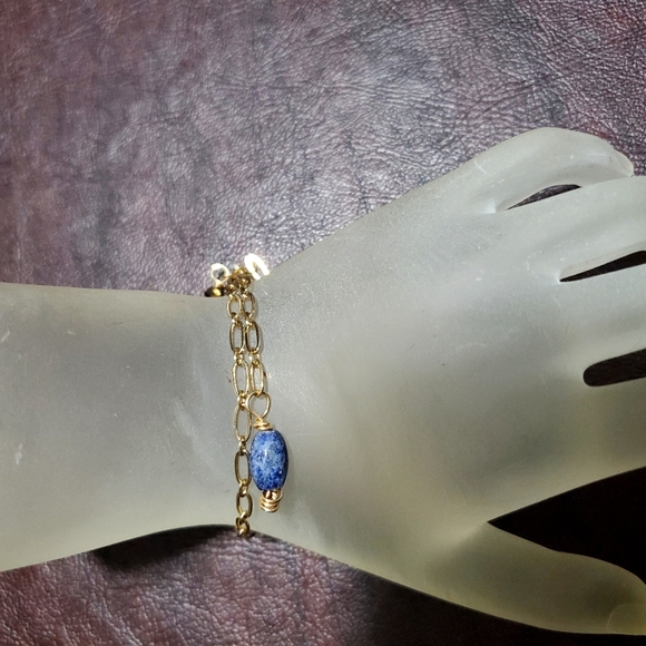 Genuine 14KT Goldfilled Lapis Lazuli Boho Bracelet - Picture 3 of 3